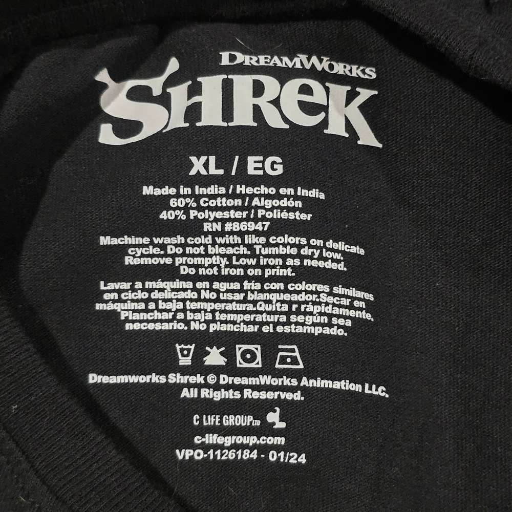 DreamWorks Shrek Around And Find Out Graphic T-Shirt Mens XL Black Donkey Tee - Picture 3 of 8